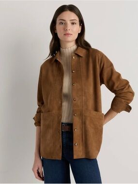 Quince Italian Suede Chore Jacket in Dark Chestnut Brown Size X-Large